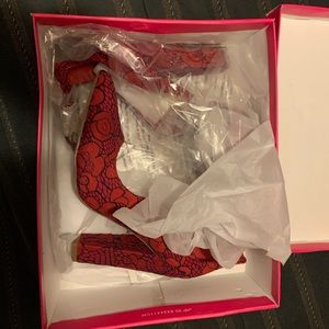 Red ankle strap heels